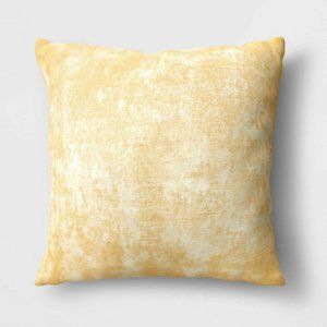 Crushed Velvet Throw Pillow - Threshold Yellow Gold 18" New, Tagless Pillow